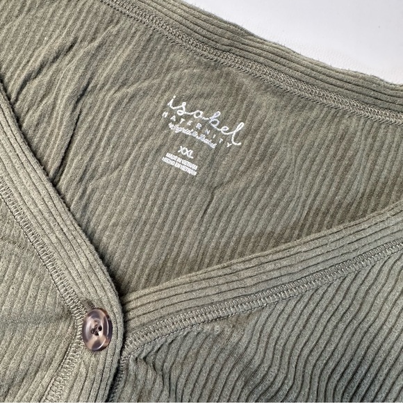 Ingrid and Isabel Maternity Button Shirt Womens Top XXL Olive Ribbed Stretch - Picture 12 of 12